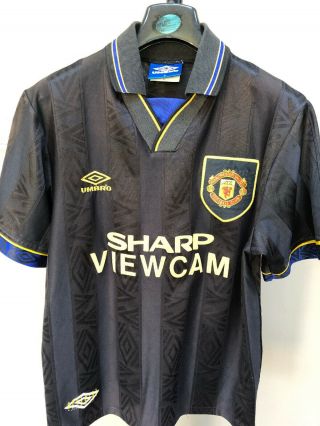 Manchester United Fc Football Away Shirt Vtg 1993 - 95 Umbro Sharp Jersey Small