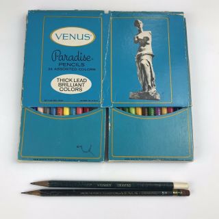 Vintage Venus Paradise Colored Pencils Set And 2 Venus Drawing Pencils