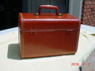 Vintage Brown Samsonite Train Case Cosmetic Travel Suitcase with Tray 3