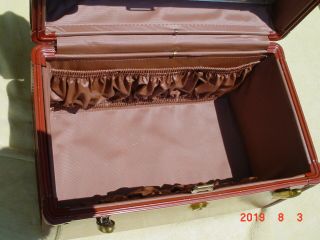 Vintage Brown Samsonite Train Case Cosmetic Travel Suitcase with Tray 7