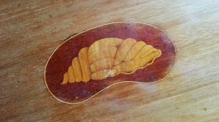 Antique / Vintage Kidney Shaped Drinks / Serving Tray with Shell Marquetry Inlay 4