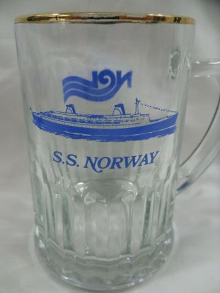 Ss Norway Ocean Liner Cruise Ship Vintage Beer Glass Norwegian Cruise Line Rare
