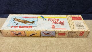 Vintage Hobby Craft P - 40 Warhawk Wood Model Kit 24 5/8 " Wing Span Boxed