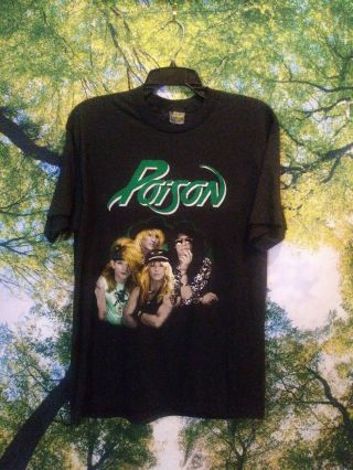 Vintage Poison T - Shirt Vtg 1989 Single Stitch Hair Metal Tour Band Festival Tee