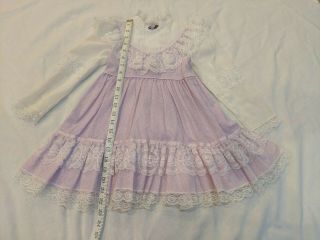 Vintage Bryan Purple Dress White High Neck Ruffles Lace Toddler Size 5 Sth 23 "
