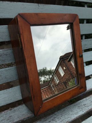 Old Wooden Mirrored Mirror Bathroom Medicine Cabinet Cupboard Antique Vintage
