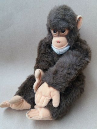 Vintage Steiff Jocko Monkey Brown Plush,  14 " Length With Button And Squeaker