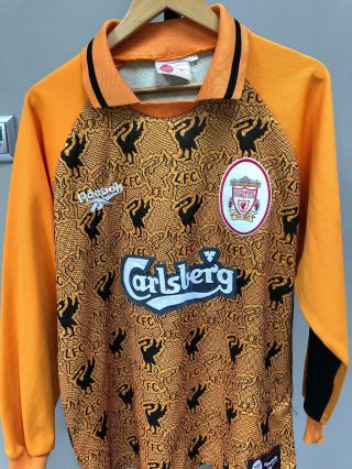 Liverpool Vintage Reebok Goalkeepers Football Shirt Carlsberg Jersey 1996/97 M