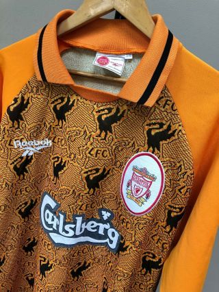 Liverpool Vintage Reebok Goalkeepers Football Shirt Carlsberg Jersey 1996/97 M 2