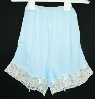 Light Blue Tap Pants Bloomers Shorts Lace Lingerie Luc - Ray Size 5/36 Vintage