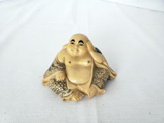 Vintage Resin Buddha Statue With Erotic Scene On The Bottom