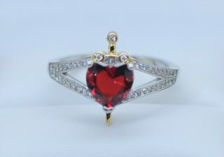 Antique Art Deco Jewellery Ring Ruby White Sapphires Vintage Jewelry Sz 9 R1/2