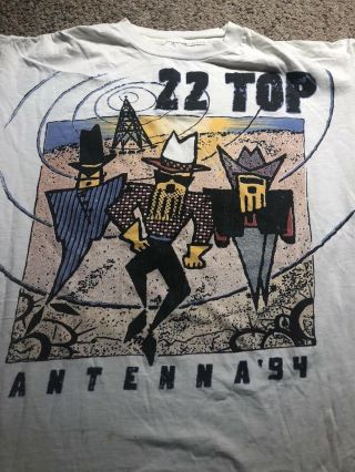 Vintage 1994 ZZ Top Antenna Tour Concert T Shirt XL cartoon Print 90s Rock TEE 2