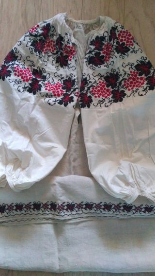 Ukrainian Vintage (1930 - 40) Embroidered Dress,  L - 2xl,  Cotton,  Hemp,  Handiwork,  Ukraine