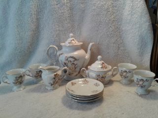Vintage 13 Piece Trisa Cherub Angel Porcelain Tea Set Gold Trim Elegant Teapot