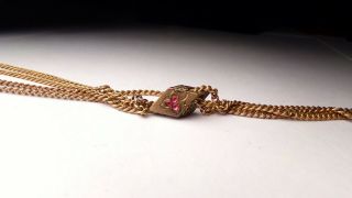 ANTIQUE CAM & CO.  FIRE OPAL SEED PEARL RUBY LADIES POCKET WATCH SLIDE CHAIN 4