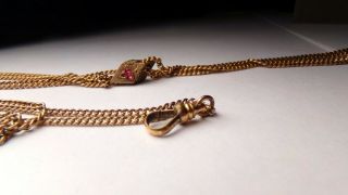 ANTIQUE CAM & CO.  FIRE OPAL SEED PEARL RUBY LADIES POCKET WATCH SLIDE CHAIN 5