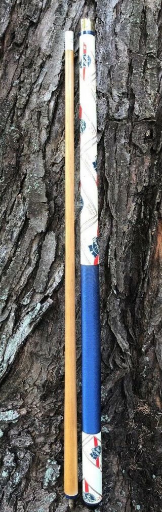 Vintage Pabst Blue Ribbon Beer Wood Pool Cue Stick 2 - Piece Advertising