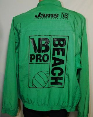 Vintage Jams World Surf Line Hawaii Beach Pro Vb Windbreaker Jacket Xl Short