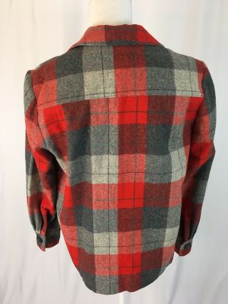 VTG 40s Vic Gene Shirt Jacket Slick Jac Wool Red Plaid 49er Button Up Womens M 3