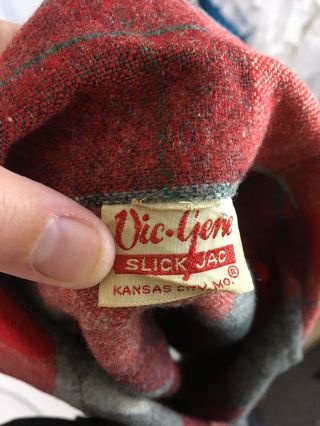 VTG 40s Vic Gene Shirt Jacket Slick Jac Wool Red Plaid 49er Button Up Womens M 5