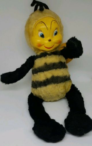 Vintage 1950s Gund Rubber Face Happy Little Bumble Bee Stuffed Animal Toy?
