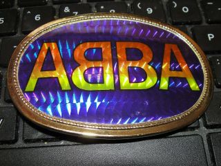 Vintage Pop Rock Abba Belt Buckle Iridescent Rainbow Colors Rare