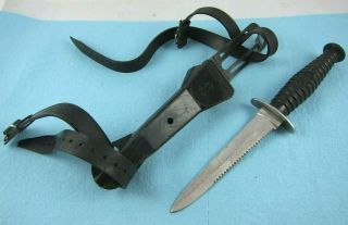 Scubapro Vintage 9 " Dive Knife Dagger With Sheath,  Straps 1970s