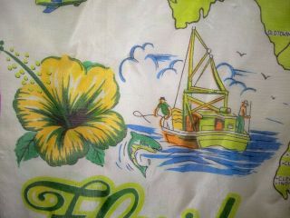 Vintage Hand Rolled Rayon/Silk FLORIDA STATE MAP Scarf 31 