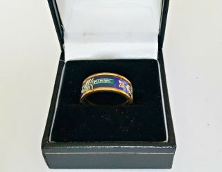 Vintage Authentic Michaela Frey Wille Greco Roman Enamel Gold Plated Ring/box