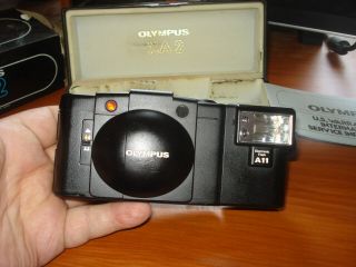 Vintage Olympus Xa2 35mm Rangefinder Camera With A11 Flash & Box Cd