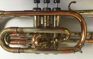 Vintage Getzen Deluxe Tone Balanced Trumpet Tri Color Elkorn WI 42206 2