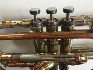 Vintage Getzen Deluxe Tone Balanced Trumpet Tri Color Elkorn WI 42206 3