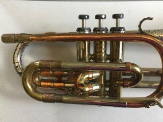 Vintage Getzen Deluxe Tone Balanced Trumpet Tri Color Elkorn WI 42206 4