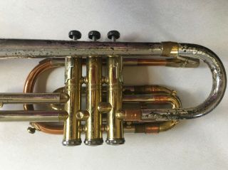 Vintage Getzen Deluxe Tone Balanced Trumpet Tri Color Elkorn WI 42206 5