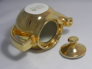 Rare Vintage Cute Hall China Golden Glo Teapot 22k Gold USA 5