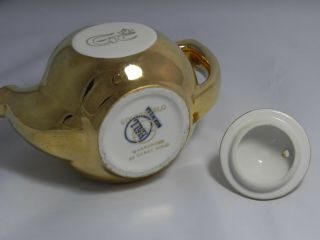 Rare Vintage Cute Hall China Golden Glo Teapot 22k Gold USA 6