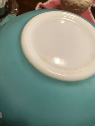 Rare Vintage JAJ Pyrex Blue Turquoise Gooseberry 444 Mixing Bowl 5