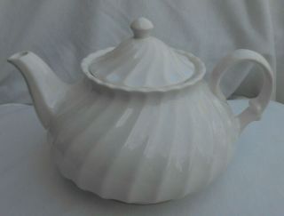 Sheffield Bone White Swirl Teapot Pot Server Usa Ironstone Vintage Rare