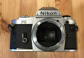 Vintage Black & Silver Nikon Fg 35mm Slr Film Camera Body Only
