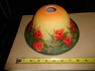 Vintage Antique Reverse Paint Floral Glass Ceiling Light Cover Lamp Dome Shade