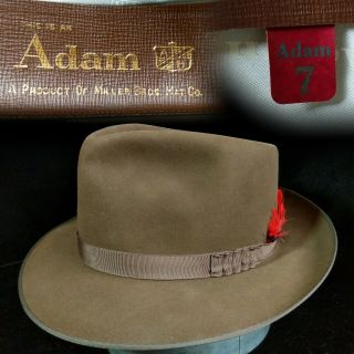 Vintage 7 1950s Adam Brown Fur Felt Fedora Hat