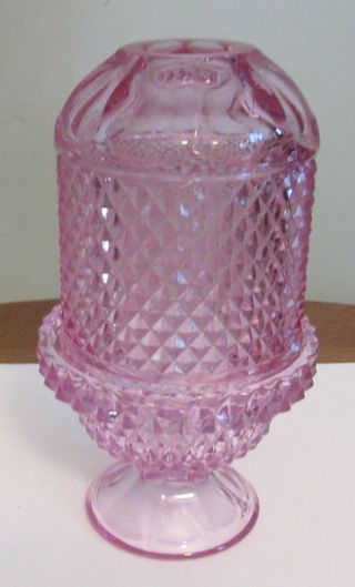 Lovely Vintage Viking Glass " Glimmer " Diamond Point Lamp,  Thistle,  Scarce Color