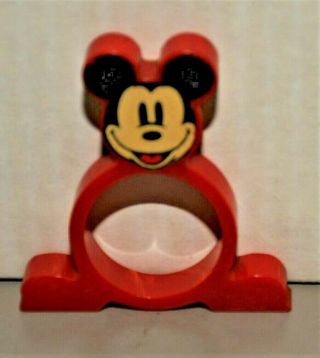 Vintage Walt Disney Mickey Mouse Red Bakelite Figural Napkin Ring