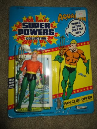 Vintage 1984 Kenner Powers Aquaman Complete With Open Card And Comic