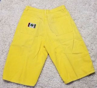 Vintage Cross Colours Rare Yellow Baggy Shorts Fit Size 34
