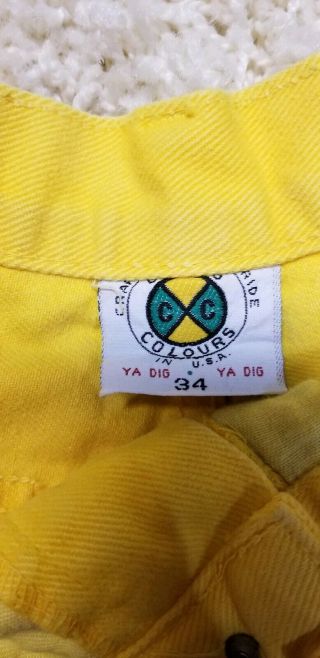 Vintage Cross Colours Rare Yellow Baggy Shorts Fit Size 34 3