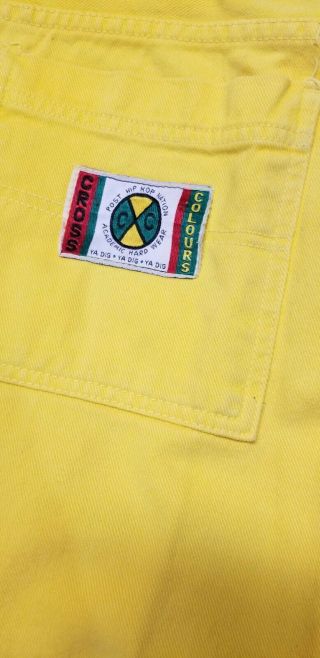 Vintage Cross Colours Rare Yellow Baggy Shorts Fit Size 34 4