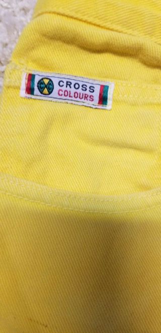 Vintage Cross Colours Rare Yellow Baggy Shorts Fit Size 34 5