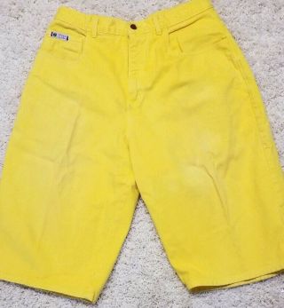 Vintage Cross Colours Rare Yellow Baggy Shorts Fit Size 34 6